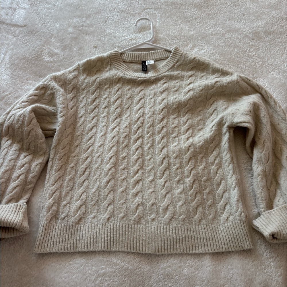 Women's Cream Cable Knit Sweater